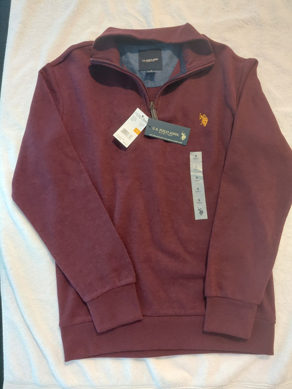 U.Small. Polo Assn. 1/4 Zip Mock Neck Flatback Pullover. 1/4 Zip Mock Neck